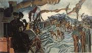 wyndham lewis a battery shelled France oil painting artist
